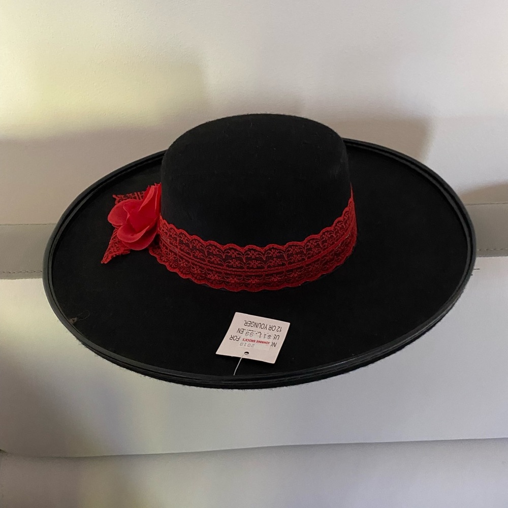 Funny Party Hats Matador – Spanish Hat - Black and Red Matador Hat.